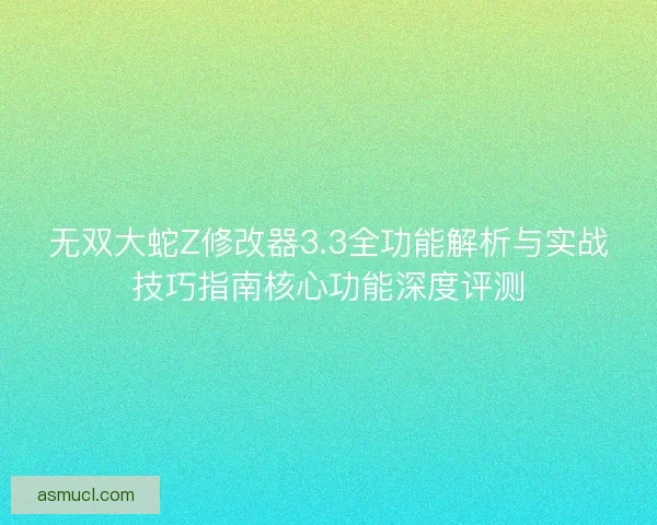 无双大蛇Z修改器3.3全功能解析与实战技巧指南核心功能深度评测
